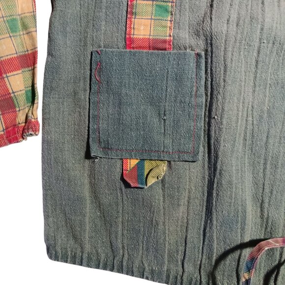 Vintage 70's Girls Jacket 4T Patchwork Hooded Pullover With Zipper & Pocket - Picture 4 of 8